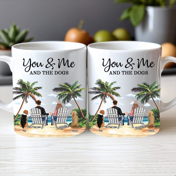 Personalized White Ceramic Mug You & Me and the Dogs, Custom Mug for Couples with Their Dogs, Perfect Gift for Dog Lovers,