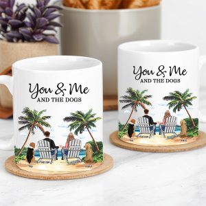 Personalized White Ceramic Mug You & Me and the Dogs, Custom Mug for Couples with Their Dogs, Perfect Gift for Dog Lovers,