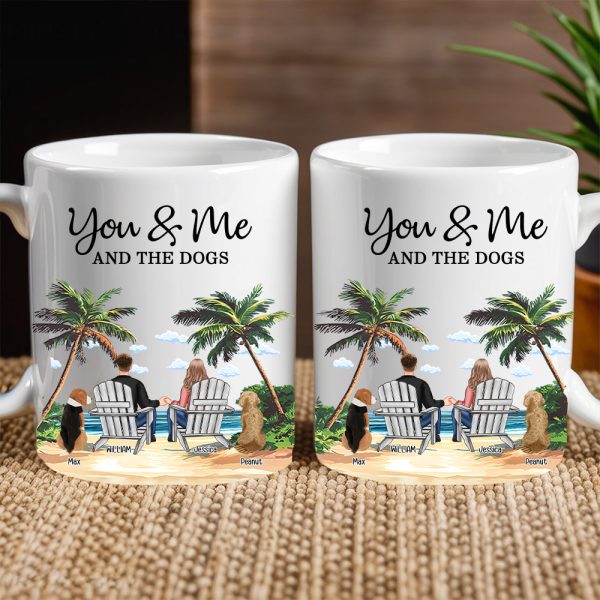 Personalized White Ceramic Mug You & Me and the Dogs, Custom Mug for Couples with Their Dogs, Perfect Gift for Dog Lovers,