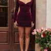Pin Tuck V Neck Long Sleeve A-line Mini Dress