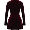 Pin Tuck V Neck Long Sleeve A-line Mini Dress