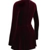 Pin Tuck V Neck Long Sleeve A-line Mini Dress
