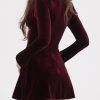 Pin Tuck V Neck Long Sleeve A-line Mini Dress