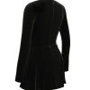 Pin Tuck V Neck Long Sleeve A-line Mini Dress