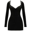 Pin Tuck V Neck Long Sleeve A-line Mini Dress