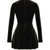 Pin Tuck V Neck Long Sleeve A-line Mini Dress