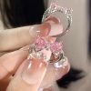 Pink Crystal Bow Pendant Necklace for Women