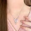 Pink Crystal Bow Pendant Necklace for Women