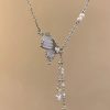 Pink Crystal Bow Pendant Necklace for Women