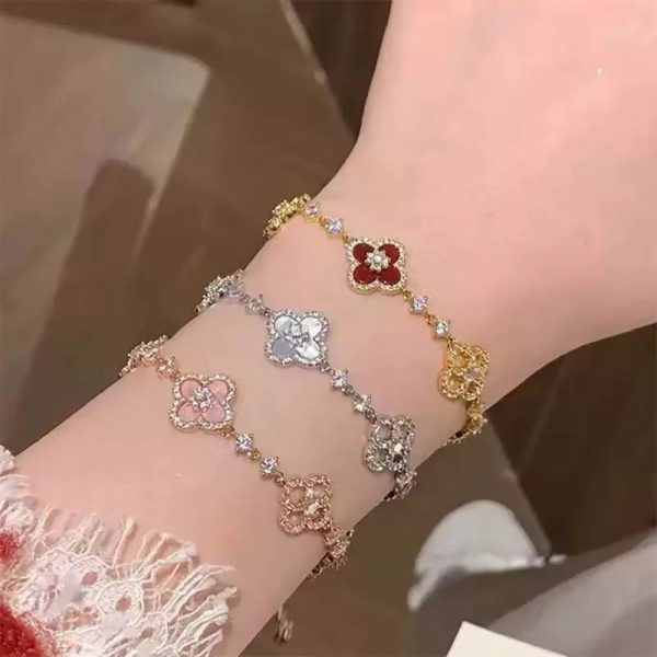 Pink Floral Charm Bracelet