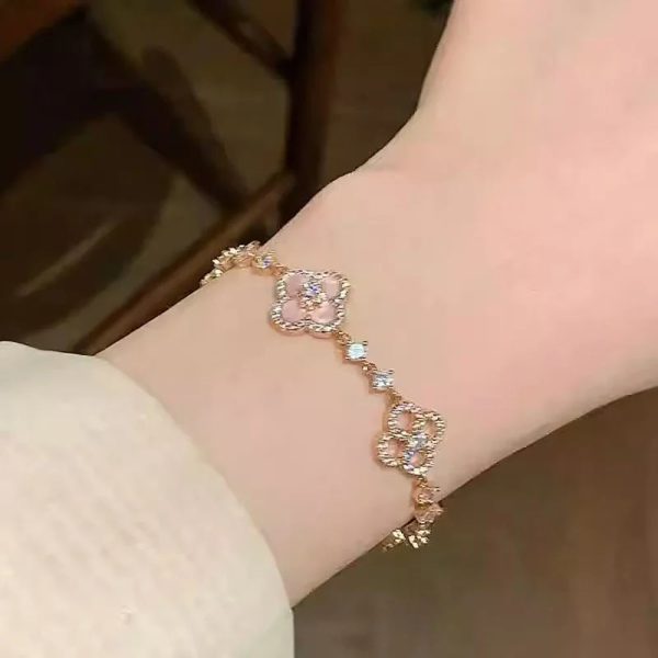 Pink Floral Charm Bracelet
