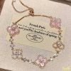 Pink Floral Charm Bracelet