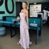 Pink Floral Lace Maxi Dress