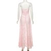 Pink Floral Lace Maxi Dress