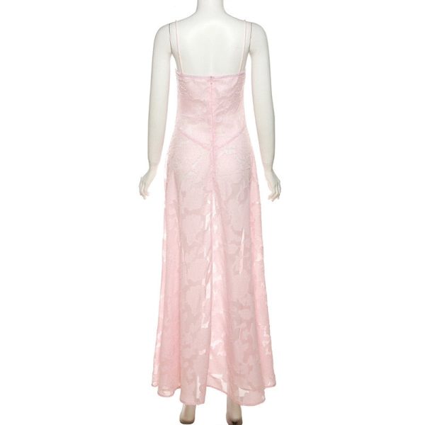 Pink Floral Lace Maxi Dress