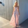 Pink Floral Lace Maxi Dress