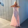 Pink Floral Lace Maxi Dress
