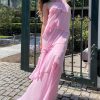 Pink Halter Ruffled Layered Maxi Dress