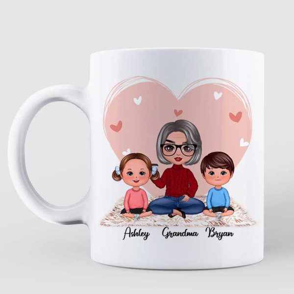 Pink Heart Doll Grandma Better With Grandkids Personalized Mug