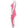 Pink Irregular Ruffle Tie-Up Strap Mini Dress