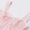 Pink Lace Bow Cami Top And Mini Skirt Set