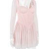 Pink Long Sleeve Bustier Frill Mini Dress