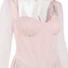 Pink Long Sleeve Bustier Frill Mini Dress