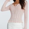 Pink Long Sleeve Ruched Top