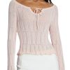 Pink Long Sleeve Ruched Top