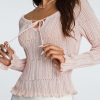 Pink Long Sleeve Ruched Top