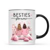 Pink Pajamas Besties In Cozy Room Personalized Mug, Heartfelt Gift For Best Friends, BFF