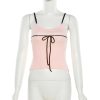Pink Ribbed Lace Up Top