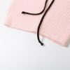 Pink Ribbed Lace Up Top