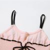Pink Ribbed Lace Up Top