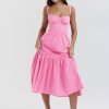 Pink Strap Midi Dress With Pocket