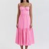 Pink Strap Midi Dress With Pocket