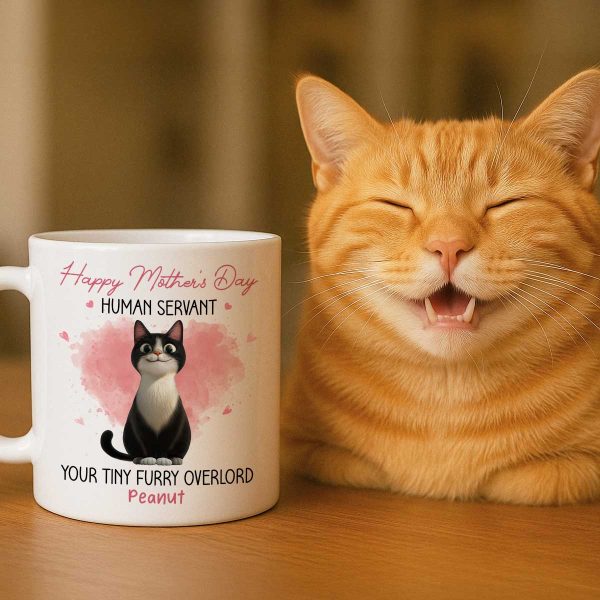 Pink Tone Happy Mother's Day Human Servant Cartoon Funny Cats Personalized Mug