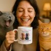 Pink Tone Happy Mother's Day Human Servant Cartoon Funny Cats Personalized Mug