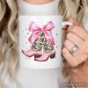 Pink Western Coquette Cowgirl Boots Personalized Mug, Country Holiday Gift with Custom Name