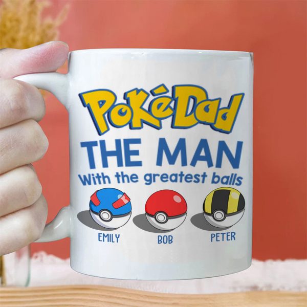 PokeDaddy The Greatest Balls - Gift For Father's Day - Personalized Ceramic Mug