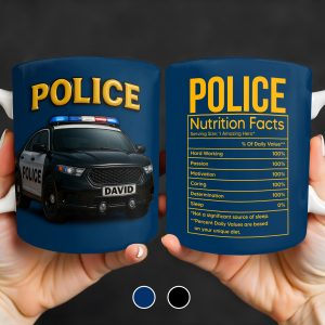 Police Nutrition Facts, Police Car And Police Badge - Personalized Custom Coffee Mug - OFC011_MG