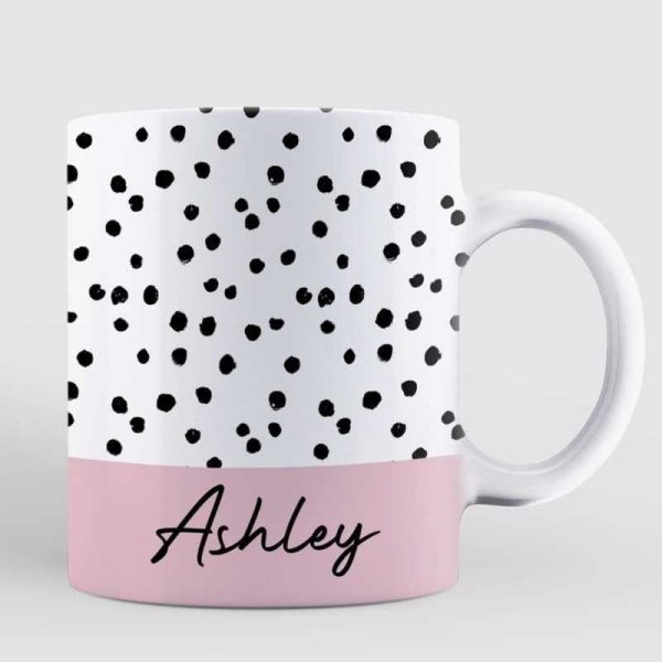 Polka Dot Name Mug Birthday Gift For Her Tea Coffee Lover Personalized Mug