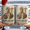 Pope Leo XIV First American Pope, Pope With American Flag And Cross - Personalized Custom Coffee Mug - FTH091_MG
