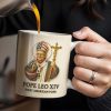 Pope Leo XIV First American Pope, Pope With American Flag And Cross - Personalized Custom Coffee Mug - FTH091_MG