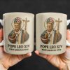 Pope Leo XIV First American Pope, Pope With American Flag And Cross - Personalized Custom Coffee Mug - FTH091_MG