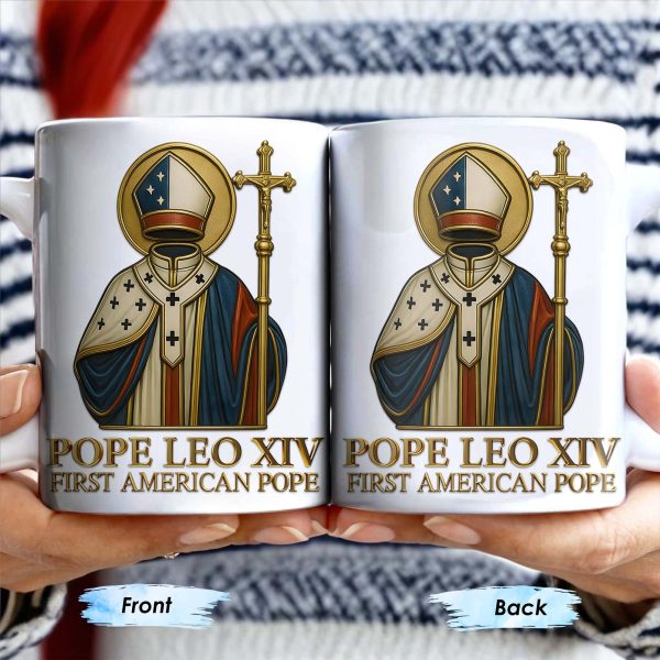 Pope Leo XIV First American Pope, Religious Attire and Cross - Personalized Custom Coffee Mug - FTH095_MG