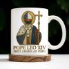 Pope Leo XIV First American Pope, Religious Attire and Cross - Personalized Custom Coffee Mug - FTH095_MG