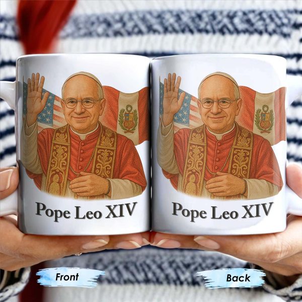 Pope Leo XIV, Flags - Personalized Custom Coffee Mug - FTH086_MG