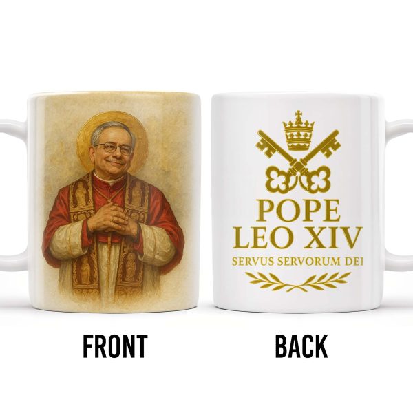 Pope Leo XIV, Servus Servorum Dei, Portrait and Religious Emblem - Personalized Custom Coffee Mug - FTH085_MG