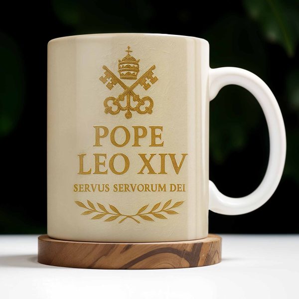 Pope Leo XIV Servus Servorum Dei, Religious Symbols - Personalized Custom Coffee Mug - FTH089_MG